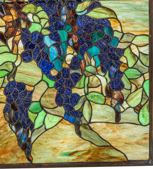 32" Wide X 48" High Tiffany Wisteria & Snowball Stained Glass Window