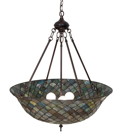 24" Wide Tiffany Fishscale Inverted Pendant