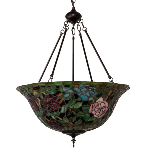 24" Wide Tiffany Rosebush Inverted Pendant