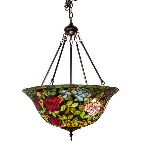 24" Wide Tiffany Rosebush Inverted Pendant