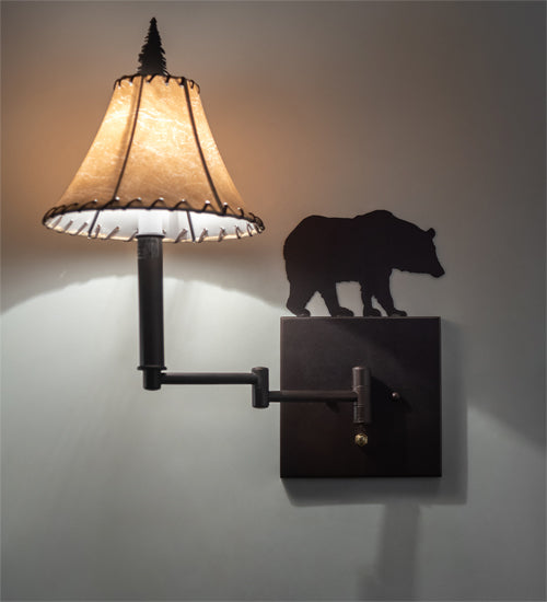 8" Wide Lone Bear Swing Arm Wall Sconce