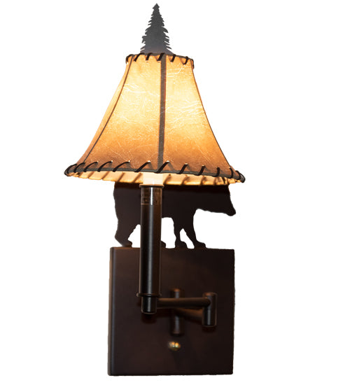 8" Wide Lone Bear Swing Arm Wall Sconce