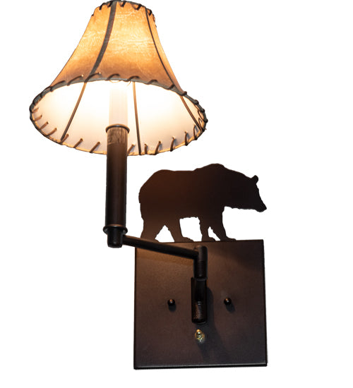 8" Wide Lone Bear Swing Arm Wall Sconce