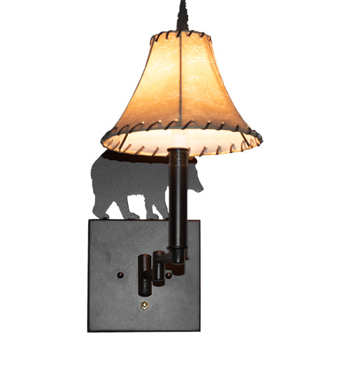 8" Wide Lone Bear Swing Arm Wall Sconce