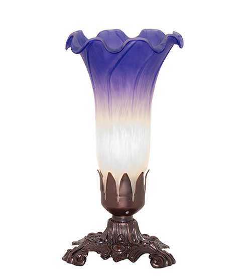 8" High Blue/White Pond Lily Victorian Mini Lamp