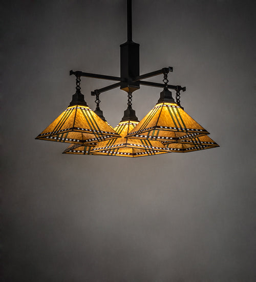 38" Square Prairie Corn 5 Light Chandelier