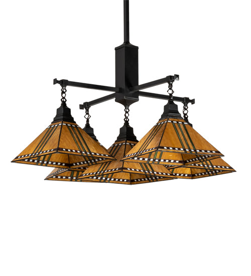 38" Square Prairie Corn 5 Light Chandelier