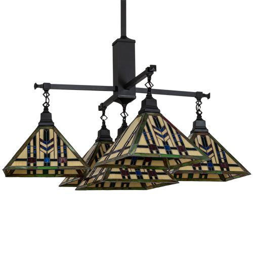 38" Square Prairie Wheat 5 Light Chandelier