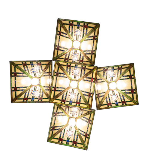 38" Square Prairie Wheat 5 Light Chandelier