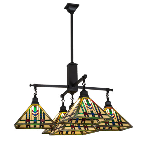 38" Square Prairie Wheat 5 Light Chandelier