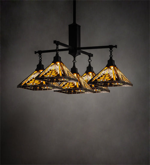 36" Square Nuevo Mission 5 Light Chandelier