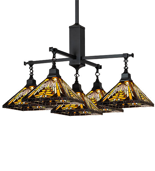 36" Square Nuevo Mission 5 Light Chandelier