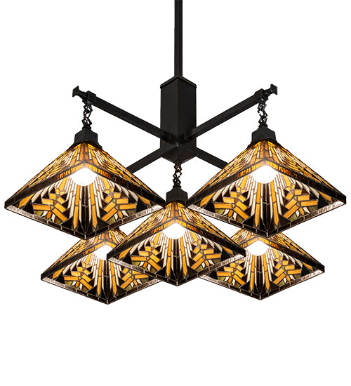 36" Square Nuevo Mission 5 Light Chandelier