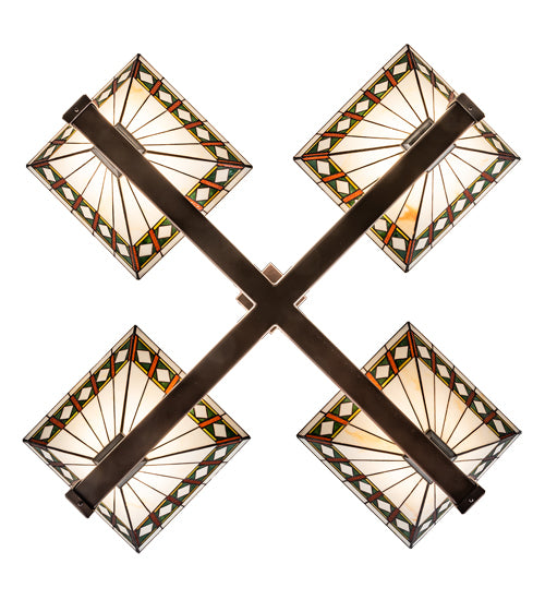 47" Square Diamond Band Mission 4 Light Inverted Pendant