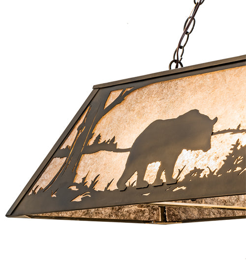 60" Long Bear At Lake Oblong Pendant