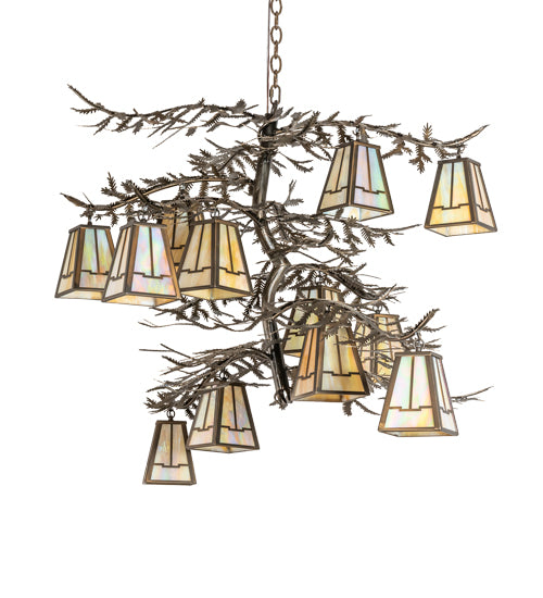 55" Long Pine Branch Valley View 12 Light Chandelier