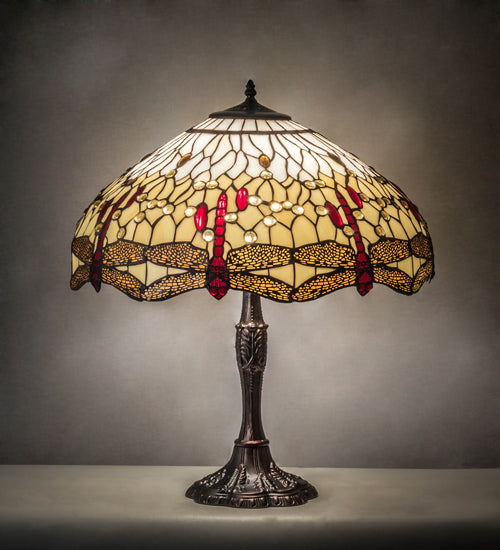 26" High Tiffany Hanginghead Dragonfly Table Lamp