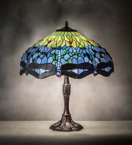 26" High Tiffany Hanginghead Dragonfly Table Lamp