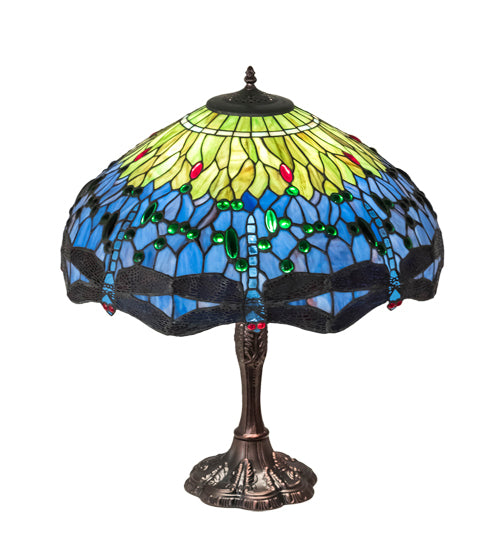 26" High Tiffany Hanginghead Dragonfly Table Lamp