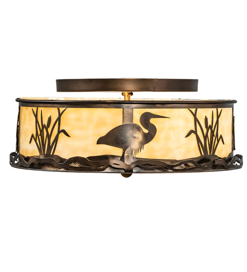 18" Wide Wildlife At Dawn Flushmount