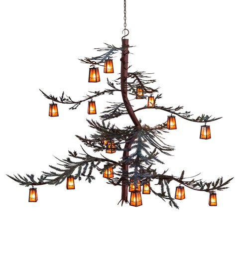 101" Long Pine Branch Valley View 18 Light Chandelier