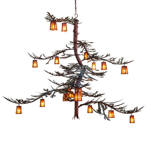 101" Long Pine Branch Valley View 18 Light Chandelier