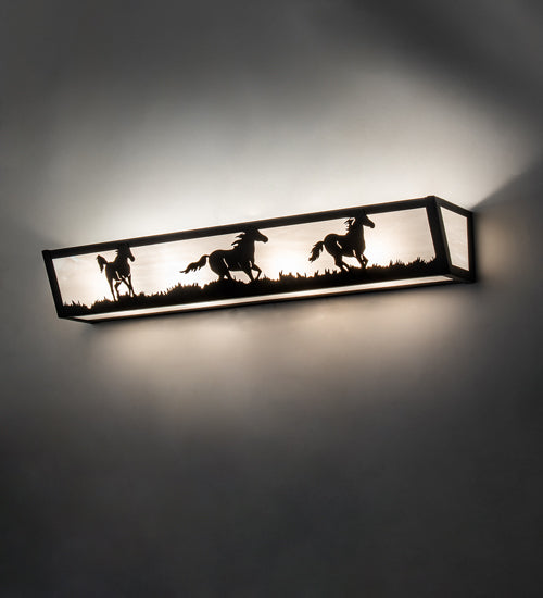 30" Wide Running Horses Vanity Light