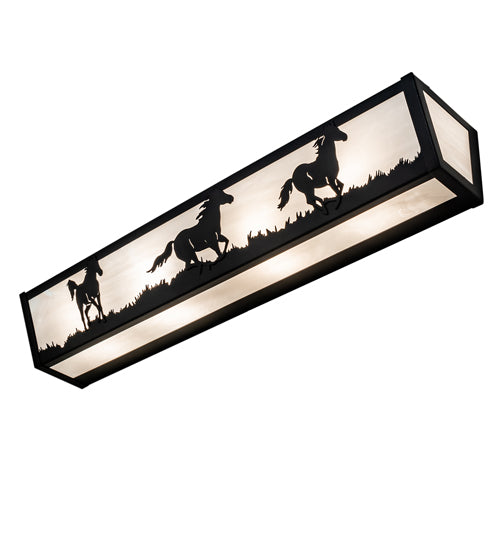 30" Wide Running Horses Vanity Light