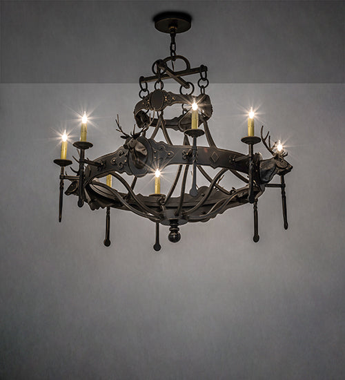 40" Wide Stag 8 Light Chandelier