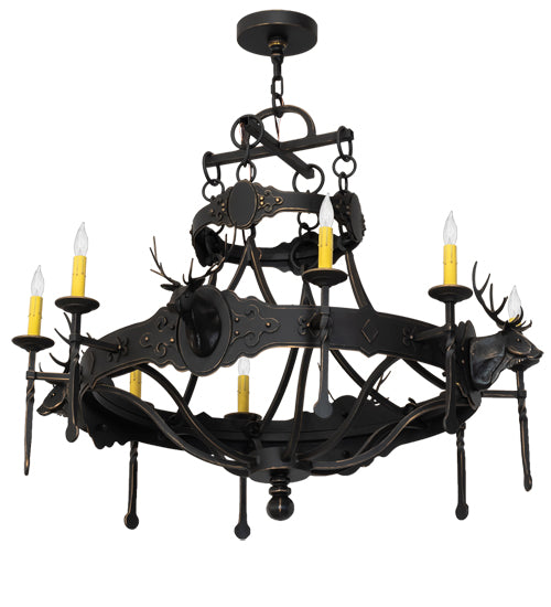 40" Wide Stag 8 Light Chandelier