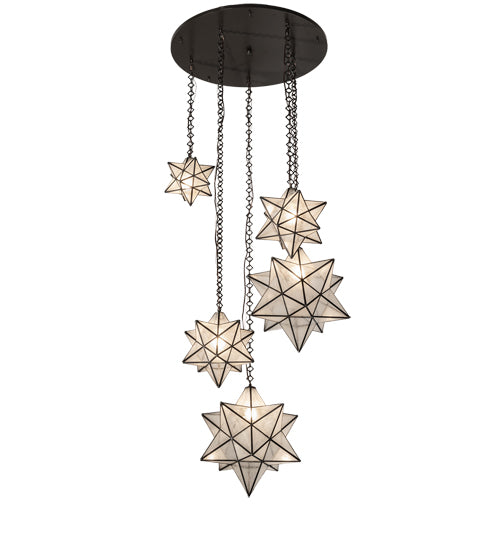 36" Wide Moravian Star 5 Light Cascading Pendant