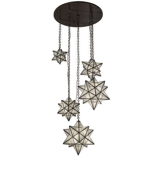 36" Wide Moravian Star 5 Light Cascading Pendant