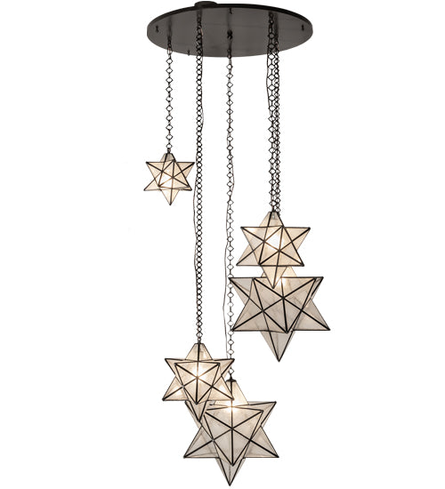 36" Wide Moravian Star 5 Light Cascading Pendant