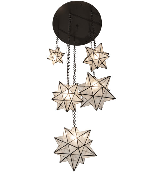 36" Wide Moravian Star 5 Light Cascading Pendant