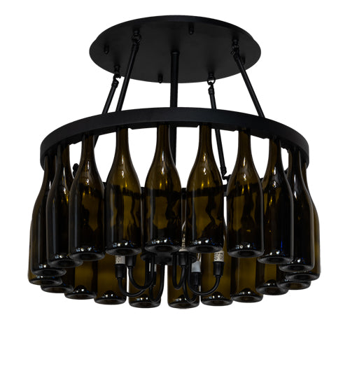 26" Wide Tuscan Vineyard 20 Wine Bottle Semi-Flushmount