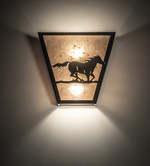 13" Wide Running Horses Wall Sconce