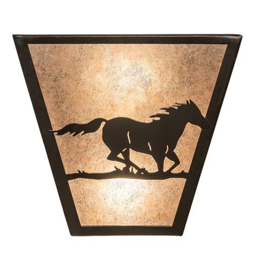 13" Wide Running Horses Wall Sconce