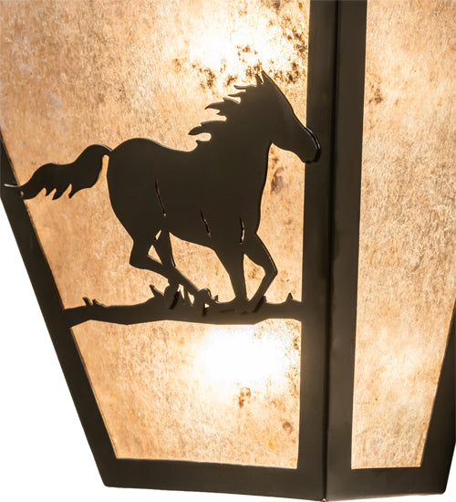 13" Wide Running Horses Wall Sconce