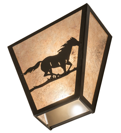 13" Wide Running Horses Wall Sconce