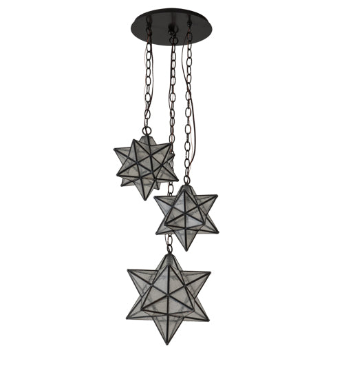 17" Wide Moravian Star 3 Light Cascading Pendant