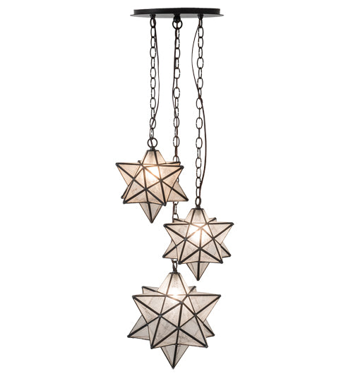 17" Wide Moravian Star 3 Light Cascading Pendant