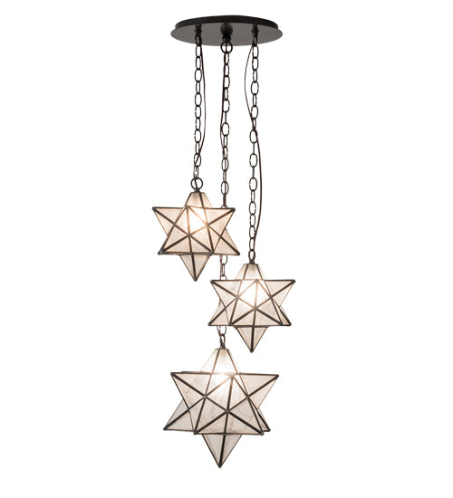 17" Wide Moravian Star 3 Light Cascading Pendant