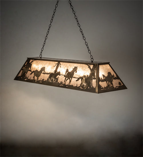 60" Long Running Horses Oblong Pendant