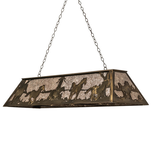 60" Long Running Horses Oblong Pendant