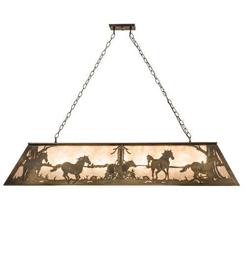 60" Long Running Horses Oblong Pendant