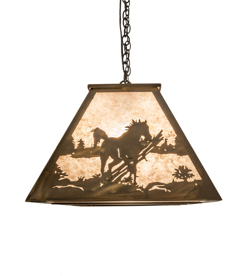 60" Long Running Horses Oblong Pendant