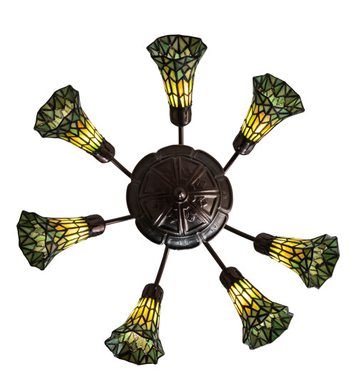 24" Wide Stained Glass Pond Lily 7 Light Chandelier