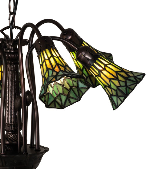 24" Wide Stained Glass Pond Lily 7 Light Chandelier