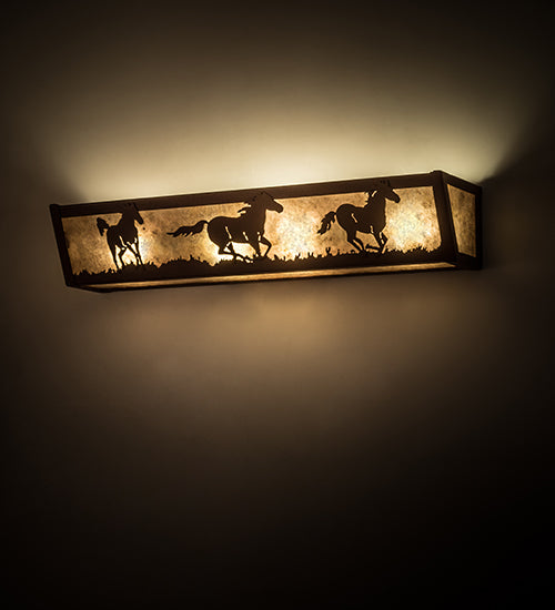 24" Wide Running Horses Vanity Light