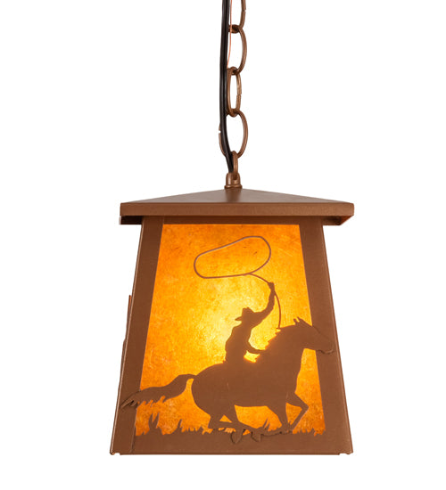 7" Square Cowboy & Steer Pendant